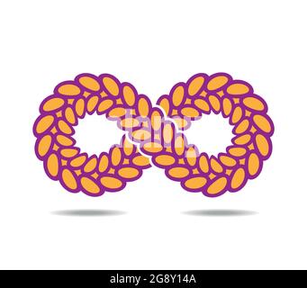 Boucle Mobius en couronne de Laurier ou oreilles de grain. Symbole infini Illustration de Vecteur