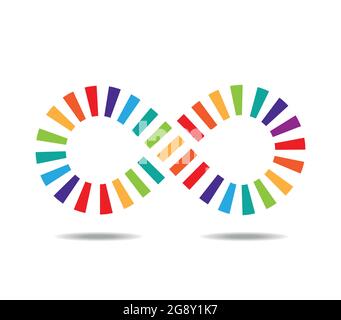 Boucle Mobius en pièces colorées arc-en-ciel comme. Symbole infini Illustration de Vecteur