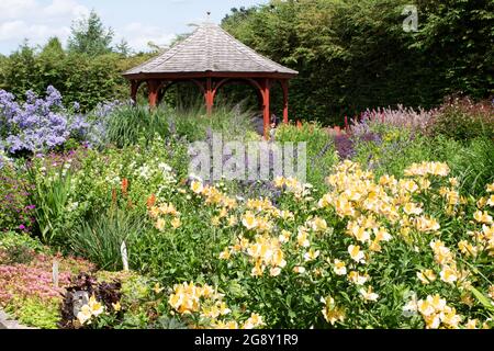 Les jardins surélevés de lits Breezy genoux Banque D'Images