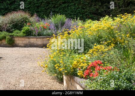 Les jardins surélevés de lits Breezy genoux Banque D'Images