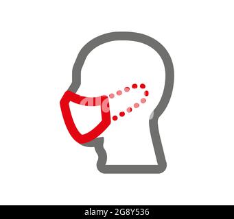 Une tête humaine linéaire portant un masque médical vu en profil. Covid-19. Coronavirus Illustration de Vecteur