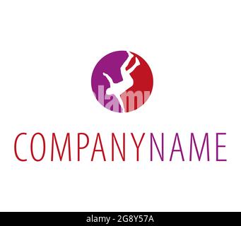 Silhouette d'un homme pendant l'évolution du sport. Skateboard, hip-hop ou gymnastique. Logo Ready Illustration de Vecteur