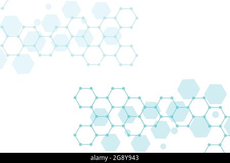 Science network pattern, la connexion de lignes et points. La structure moléculaire de la technologie d'hexagones ou connecter deux éléments Illustration de Vecteur