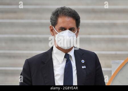 Naples, Italie. 23 juillet 2021. Francesco la Chambre diplomatique italienne, qui a été élu deuxième directeur général de l'Agence internationale des énergies renouvelables, assiste au G20 à Naples, en Italie, le 23 juillet 2021. Le G20 se tient du 22 au 23 juillet 2021. (Photo par Vincenzo Izzo/Sipa USA) crédit: SIPA USA/Alay Live News Banque D'Images