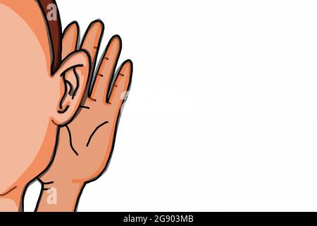 icône de dessin animé demi-face à l'écoute icône de dessin isolée Banque D'Images