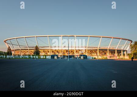 Vue panoramique sur le stade de Silésie, par une belle journée ensoleillée. Chorzów, Silésie Pologne. Banque D'Images