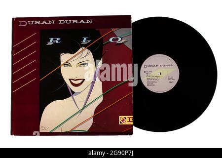 Groupe de rock anglais New wave, album de musique Duran Duran sur disque vinyle LP. Intitulé: Couverture de l'album Rio Banque D'Images