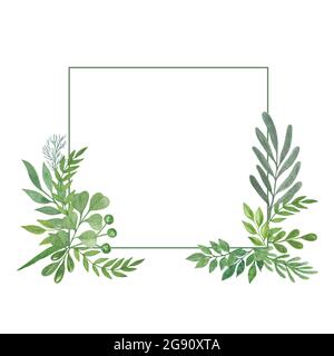 Bordures des feuilles vertes de couronnes feuille aquarelle Clip Art, de  verdure, branches clip art, mariage de bricolage invite, invitations  téléchargeables -  Canada
