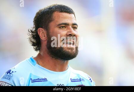 Wigan, Royaume-Uni. 23 juillet 2021. David Fifita (8) de Wakefield Trinity à Wigan, Royaume-Uni, le 7/23/2021. (Photo de Conor Molloy/News Images/Sipa USA) crédit: SIPA USA/Alay Live News Banque D'Images