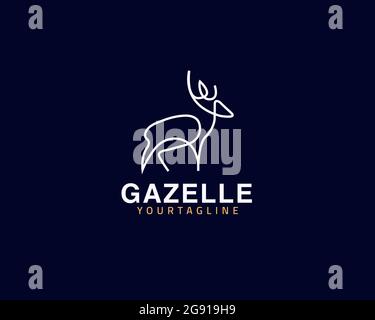 Design original du logo Gazelle d'une ligne et concept animal unique, peut être utilisé comme un signe, icône d'application ou symbole, vecteur multi-couches et facile à modifier, taille an Illustration de Vecteur