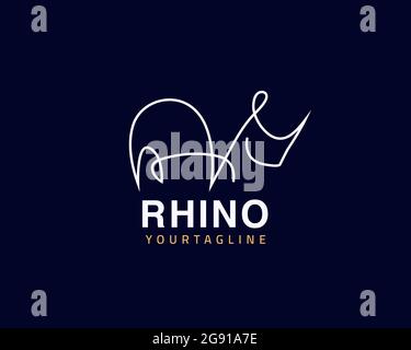 Cool une ligne logo Rhino et concept animal unique, peut être utilisé comme un signe, icône d'application ou symbole, vecteur multi-couches et facile à modifier, taille et Illustration de Vecteur