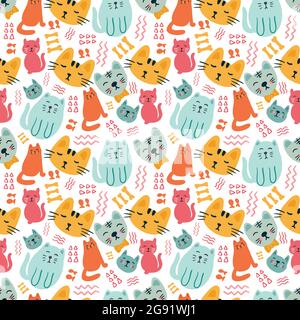motif vectoriel sans couture avec animaux mignons Illustration de Vecteur