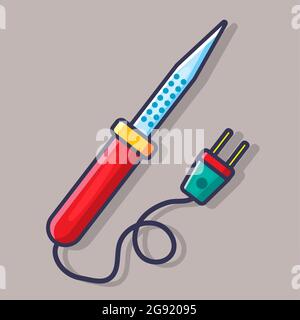 illustration vectorielle isolée par fer à souder électronique de style plat Illustration de Vecteur