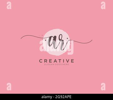 AR logo féminine beauté monogramme et élégant logo design, écriture logo de la signature initiale, mariage, mode, floral et botanique avec la création Illustration de Vecteur