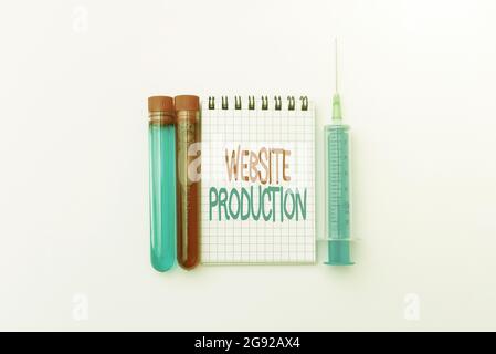 Légende conceptuelle production de site Web. Approche d'affaires processus de création de sites Web et il s est composants Notes de recherche pour la prévention des virus Banque D'Images