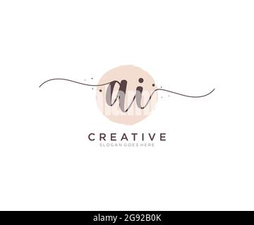 Ai logo féminin beauté monogramme et élégant logo design, écriture logo de la signature initiale, mariage, mode, floral et botanique avec la création Illustration de Vecteur