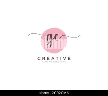 Logo GE féminine beauté monogramme et élégant logo design, écriture du logo de la signature initiale, mariage, mode, floral et botanique avec la création Illustration de Vecteur