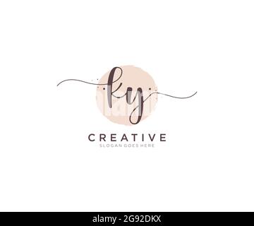 KY logo féminine beauté monogramme et élégant logo design, écriture logo de la signature initiale, mariage, mode, floral et botanique avec la création Illustration de Vecteur