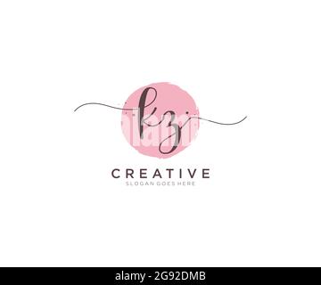 KZ logo féminin beauté monogramme et élégant logo design, écriture logo de la signature initiale, mariage, mode, floral et botanique avec la création Illustration de Vecteur