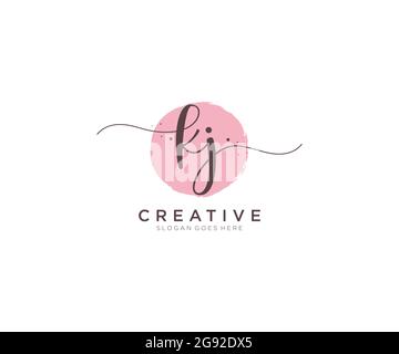 KJ logo féminin beauté monogramme et élégant logo design, écriture logo de la signature initiale, mariage, mode, floral et botanique avec la création Illustration de Vecteur