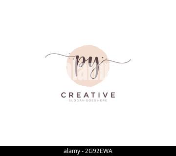 PY logo féminin beauté monogramme et élégant logo design, écriture logo de la signature initiale, mariage, mode, floral et botanique avec la création Illustration de Vecteur