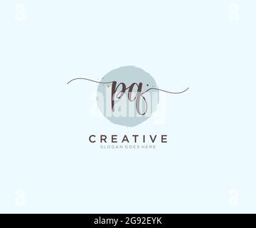 PQ logo féminin beauté monogramme et élégant logo design, écriture logo de la signature initiale, mariage, mode, floral et botanique avec la création Illustration de Vecteur