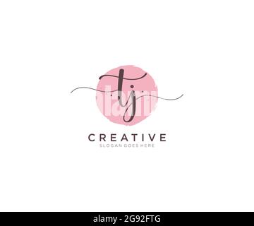 TJ logo féminin beauté monogramme et élégant logo design, écriture logo de la signature initiale, mariage, mode, floral et botanique avec la création Illustration de Vecteur