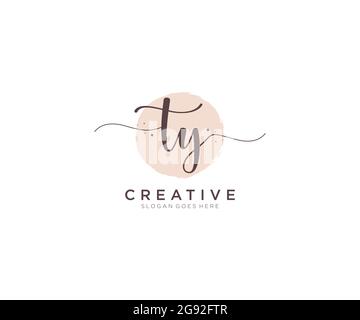 TY logo féminin beauté monogramme et élégant logo design, écriture logo de la signature initiale, mariage, mode, floral et botanique avec la création Illustration de Vecteur