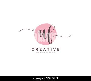 UF logo féminin beauté monogramme et élégant logo design, écriture logo de la signature initiale, mariage, mode, floral et botanique avec la création Illustration de Vecteur