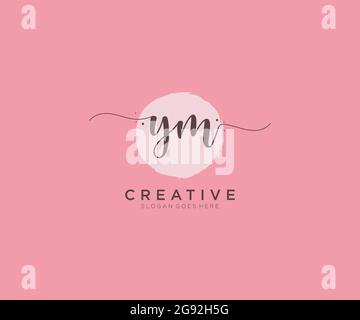 YM logo féminin beauté monogramme et élégant logo design, écriture logo de la signature initiale, mariage, mode, floral et botanique avec la création Illustration de Vecteur