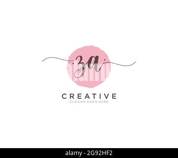 ZA logo féminine beauté monogramme et élégant logo design, écriture logo de la signature initiale, mariage, mode, floral et botanique avec la création Illustration de Vecteur