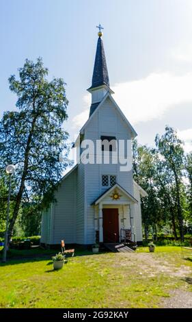 Ankerede, Suède - 12 juillet 2021 : vue sur l'église historique sami d'Ankerede, dans le nord de la Suède Banque D'Images