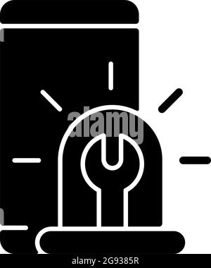 Réparation urgente du téléphone icône en forme de glyphe noir Illustration de Vecteur