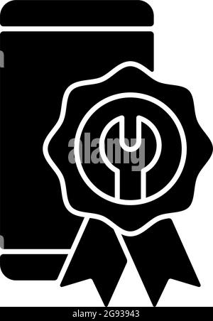 Icône de glyphe noir de réparation certifiée Illustration de Vecteur