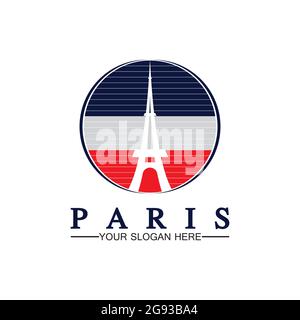 Paris et la tour Eiffel logo vecteur icône illustrateur modèle de conception Illustration de Vecteur