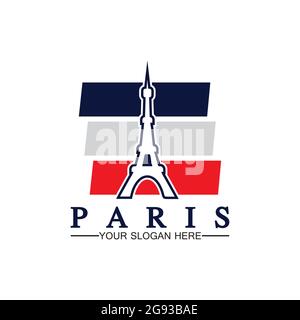 Paris et la tour Eiffel logo vecteur icône illustrateur modèle de conception Illustration de Vecteur