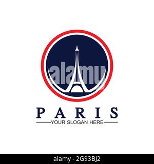 Paris et la tour Eiffel logo vecteur icône illustrateur modèle de conception Illustration de Vecteur