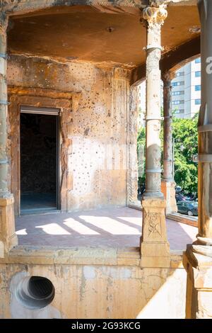 Abandonné Beit Beyrouth ligne verte Liban Banque D'Images