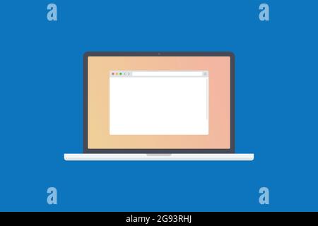 Ordinateur portable avec fenêtre de navigateur Web, vecteur de style plat Illustration de Vecteur