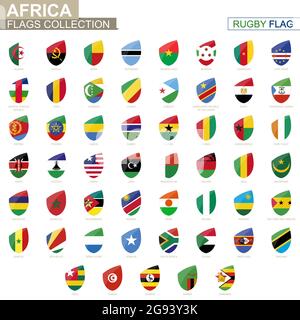 Collection de drapeaux des pays africains. Drapeau de rugby. Illustration vectorielle. Illustration de Vecteur