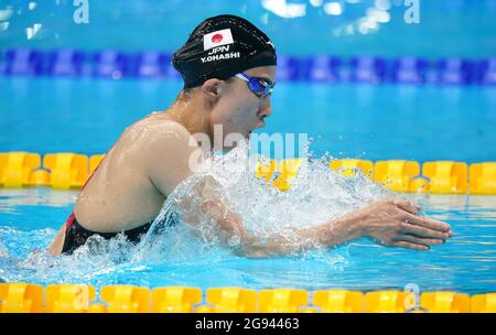 Yui Ohashi, du Japon, dans la section féminine de 400m de Medley, chauffe au Tokyo Aquatics Center le premier jour des Jeux Olympiques de Tokyo 2020 au Japon. Date de la photo: Samedi 24 juillet 2021. Banque D'Images