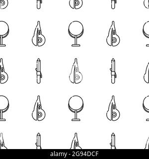 Motif monochrome sans couture vectoriel pour coiffeur. Outils pour le maître dans le salon de beauté. Sèche-cheveux pour sécher les cheveux. Objets vectoriels de style linéaire Illustration de Vecteur