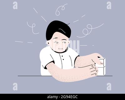 L'autisme. Les premiers signes de l'autisme chez les enfants. Signes et symptômes de l'autisme chez un enfant. Télévision vecteur illustration. Illustration de Vecteur