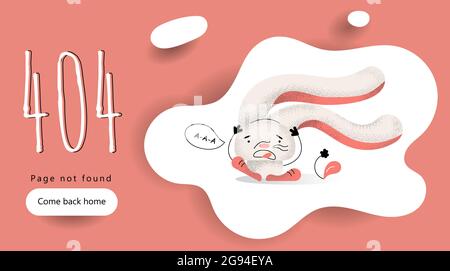 Le vent souffle et souffle le lapin. Le lièvre tient les grandes oreilles et les cris. Illustration vectorielle plate. Page 404 modèle d'erreur pour l'atterrissage, site Web. Illustration de Vecteur