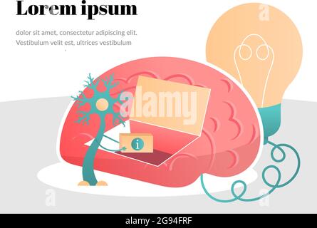 Les neurones transmettent l'information au cerveau. Illustration vectorielle plate Illustration de Vecteur