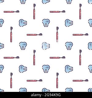 Motif vectoriel sans couture sur le thème dentaire. Dents et équipement pour dentistes. Utilisé pour les fonds d'écran, les cartes et les fonds d'écran. Illustration de Vecteur