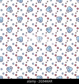 Motif vectoriel sans couture sur le thème dentaire. Dents et équipement pour dentistes. Utilisé pour les fonds d'écran, les cartes et les fonds d'écran. Illustration de Vecteur