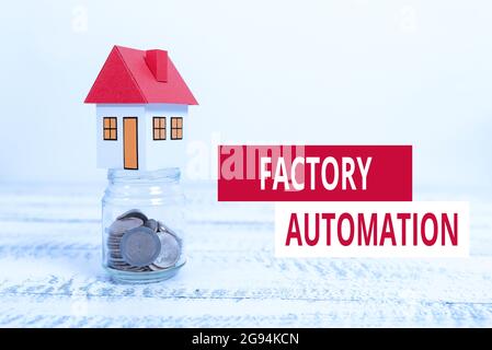 Panneau d'écriture manuelle automatisation de l'usine. Photo conceptuelle fonctionnement automatique et contrôle de machines ou de processus création de contrat immobilier à vendre Banque D'Images
