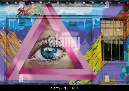 Tous voyant Eye Street Art par John Culshaw Liverpool, Royaume-Uni Banque D'Images