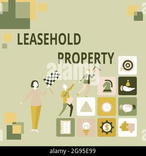 Inspiration montrant l'enseigne propriété à bail. Concept d'affaires propriété d'un droit temporaire de détenir des terres ou des biens convertissant des imaginations en Banque D'Images